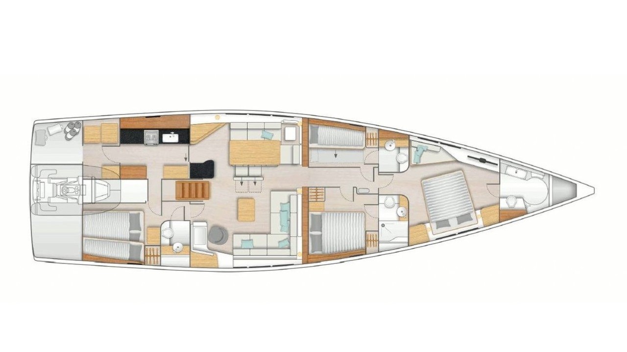 Luxury charter yacht layout diagram for NADAMAS